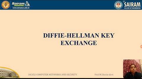 Lecture video_18CS52_Module 4_Diffie Hellman Key Exchange_ M.Sheela Devi