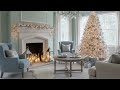 Glam Christmas Living Room Tour with Sparkling Silver Ornaments, Fairy Lights, Elegant Holiday Style