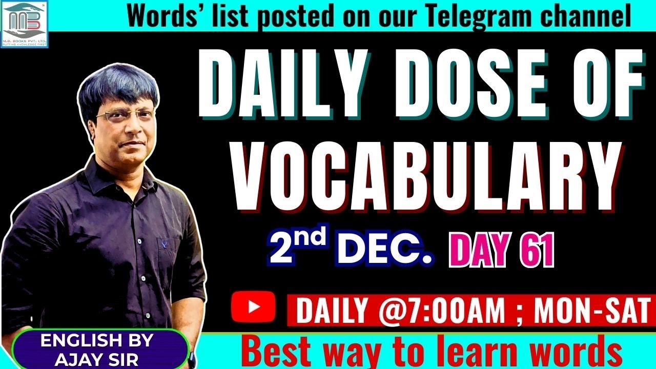 📚 DAILY DOSE OF VOCABULARY 📚 | DAY 61 |English By Ajay Sir {सीधी बात No Bakwas} 