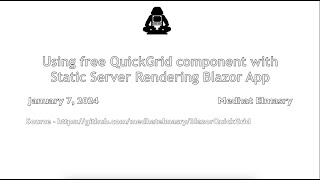 Using free QuickGrid component with Static Server Rendering Blazor App