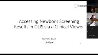 Accessing Newborn Screening Results in OLIS via a Clinical Viewer