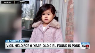 Vigil held for 9-year-old girl found in pond