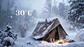 96 Hours Solo Hot Tent Winter Cdaning  Snowstorm Survival