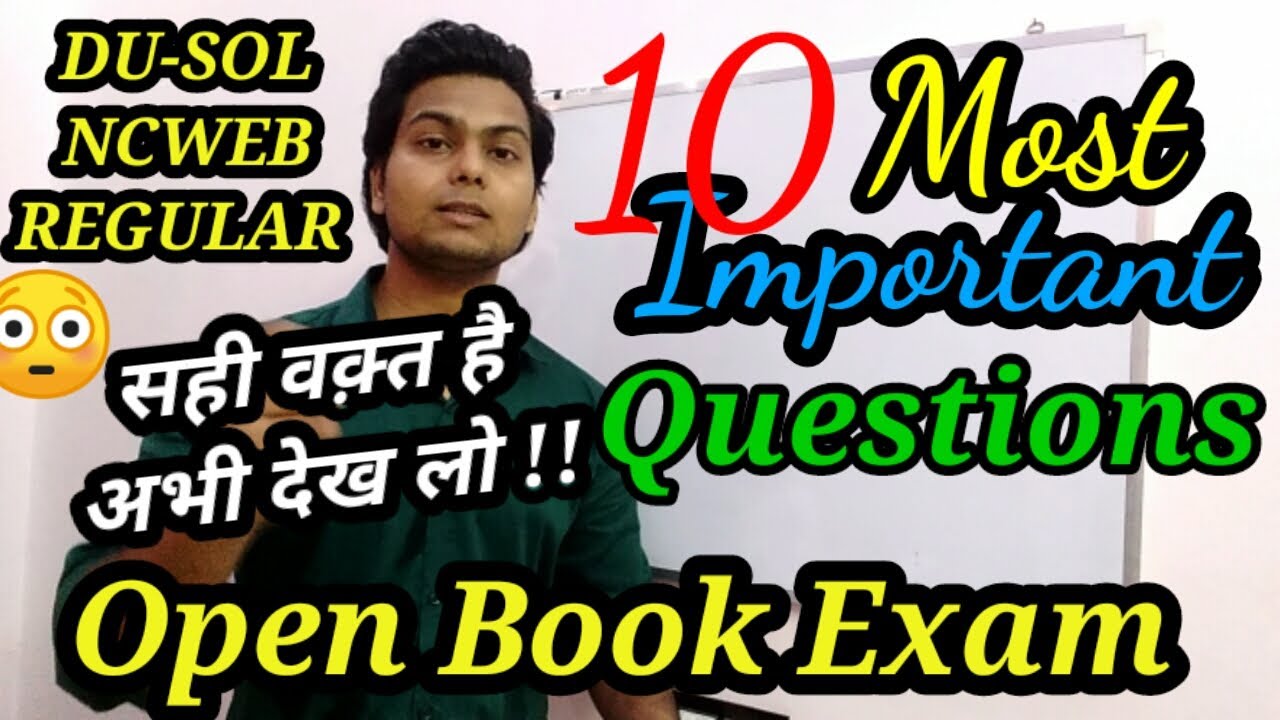 DU-SOL Top10 Most Important Questions for online Open Book Exam | OBE