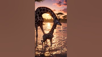 Mother Giraffe Saves Her Baby from River Currents 🦒💦  Heartfelt 3D Short