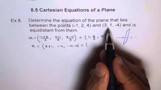 Cartesian Equation of Plane Midway Between Points Ex 8