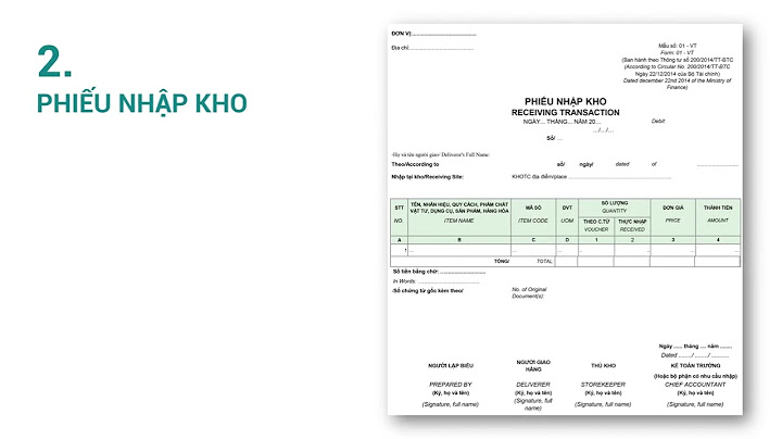 Các chứng từ kế toán bằng tiếng anh năm 2024
