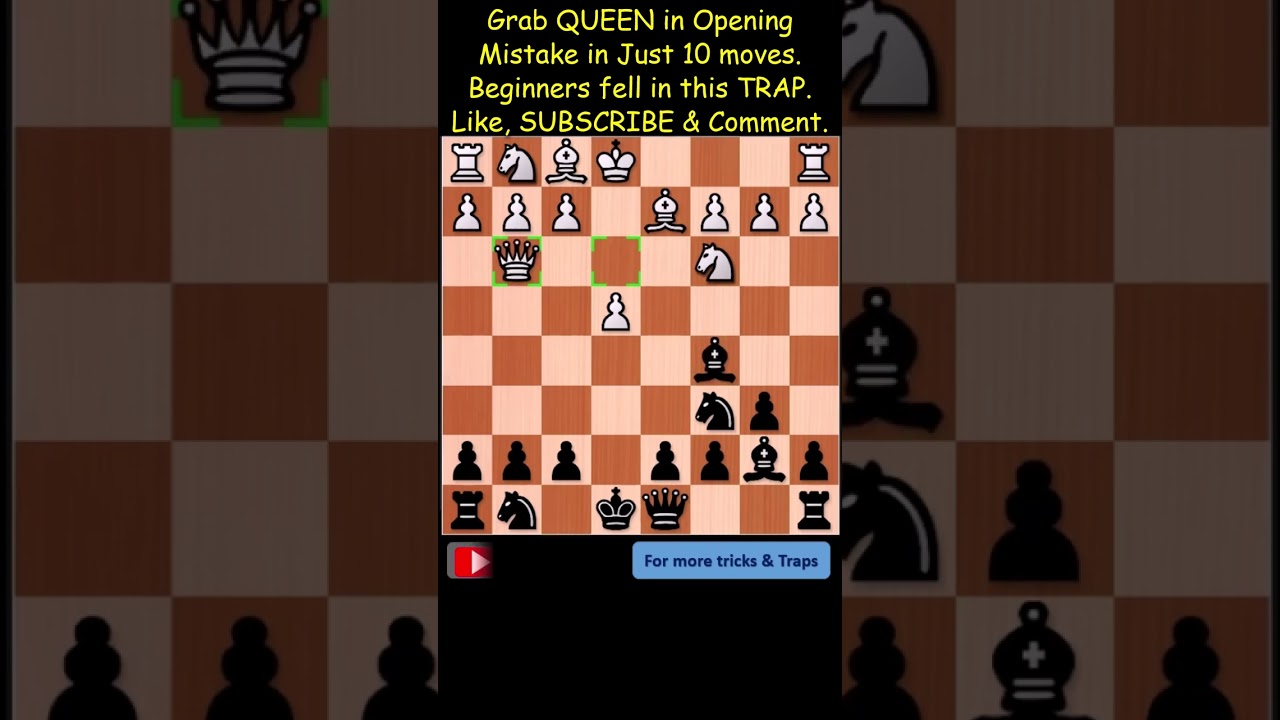 How to Grab White QUEEN in just 10 move |Chess Trick & Trap| 