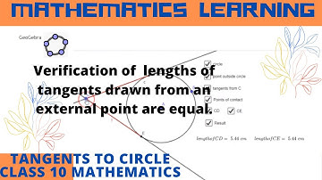 GeoGebra Demonstration | lengths of tangents drawn from an external point