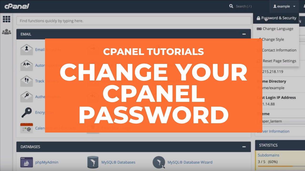 ลืมรหัส wordpress  2022 New  cPanel Tutorials - How to Change Your Password