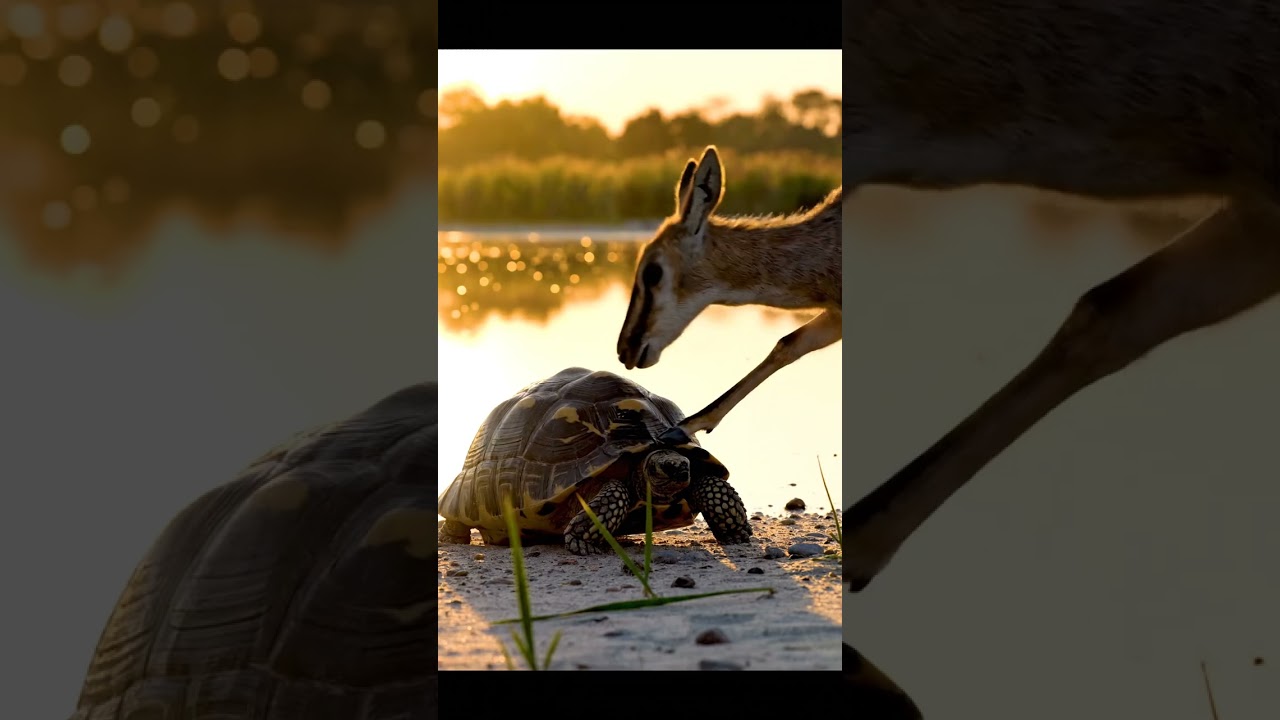 Klipspringer vs Geometric Tortoise at Dawn