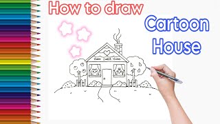 How To Draw A Cute CARTOON HOUSE Clipart,To Draw step by step, DL cute things