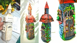 Bottle Crafting | DIY fairy house using glass bottle | glass bottle transformation | fairy house