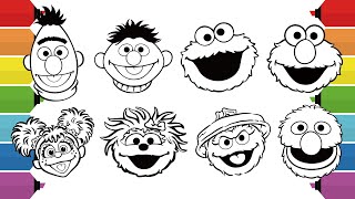 All Sesame Street Characters Coloring Pages | Elmo, Cookie Monster, Oscar the Grouch, Bert & Ernie