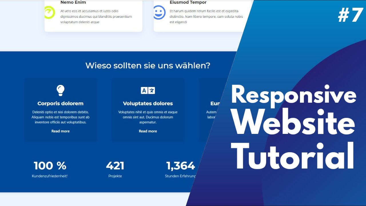 Responsive Website Tutorial #7 | Bootstrap 4 Cards | Counter Up | Why ...