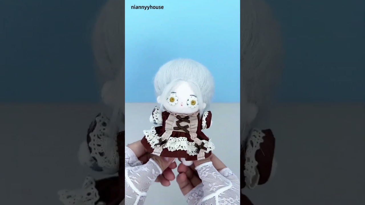 niannyyhouse 10cm Plush Doll Clothes Coffee Lace Dress Doll Dress up