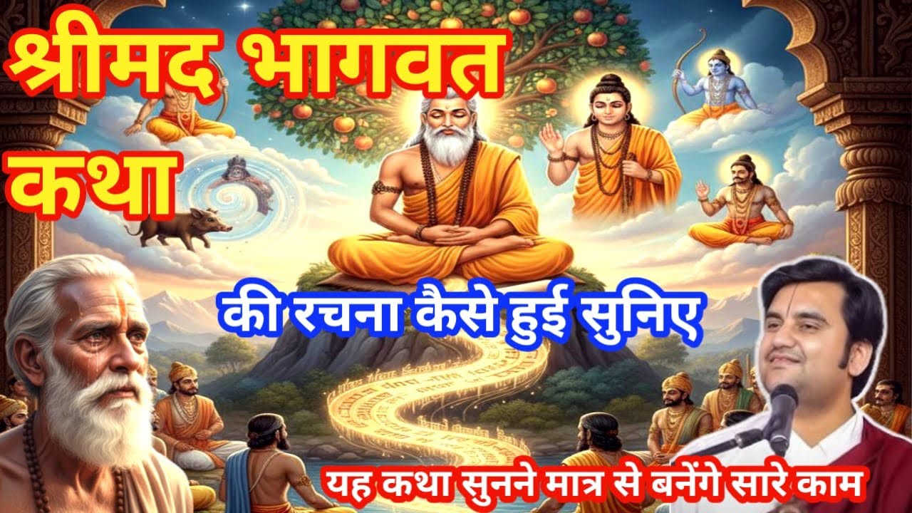 श्रीमद् भागवत कथा की रचना कैसे हुई थी #indreshji #krishanakatha #bhagwatkatha #krishnabhajan #katha 