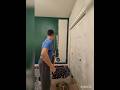 Day 1: dark green accent wall in home office #diy #shorts #moodydarkgreen #homemakeover