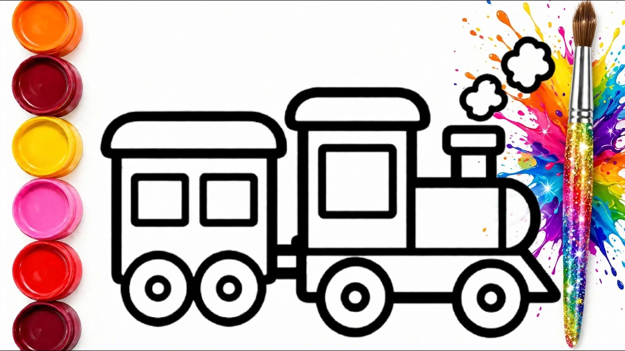 Draw A Simple Train Choo Choo! 🚂 Easy Train Drawing & Colouring for Kids | Bakht Draw TV ...