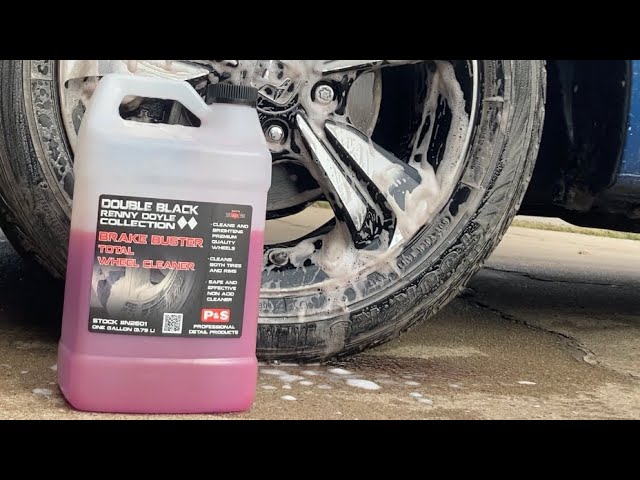  P&S Professional Detail Products - Brake Buster Wheel Cleaner  with One Black Edgeless 245 Microfiber Towel by The Rag Company - Non Acid,  Removes Brake Dust, Oil, Dirt, Light Corrosion (1 Pint)… : Automotive