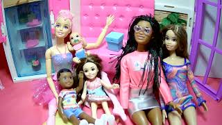 Doll Stop Motion - Ballerina Barbie is babysitting.