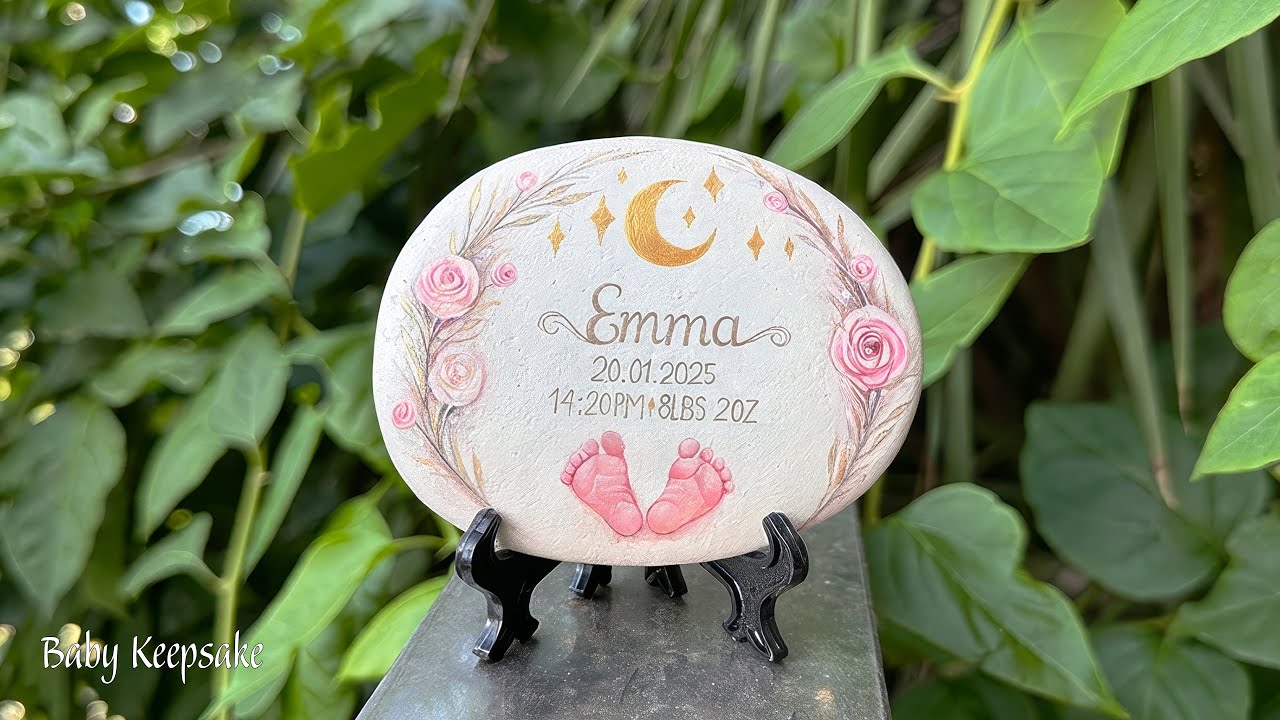 Stone Painting Baby Portrait 💛 Birth Date Rock Art Tutorial | Pebble Art