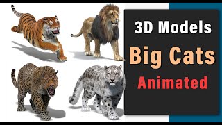 Animated Big Cats 3d model with Fur | Rigged & Game Ready