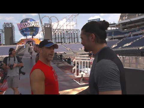 Seth Rollins and Roman Reigns prepare for their WrestleMania entrances on WWE 24 (WWE Network)