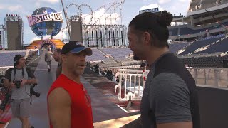 Seth Rollins and Roman Reigns prepare for their WrestleMania entrances on WWE 24 (WWE Network) screenshot 4