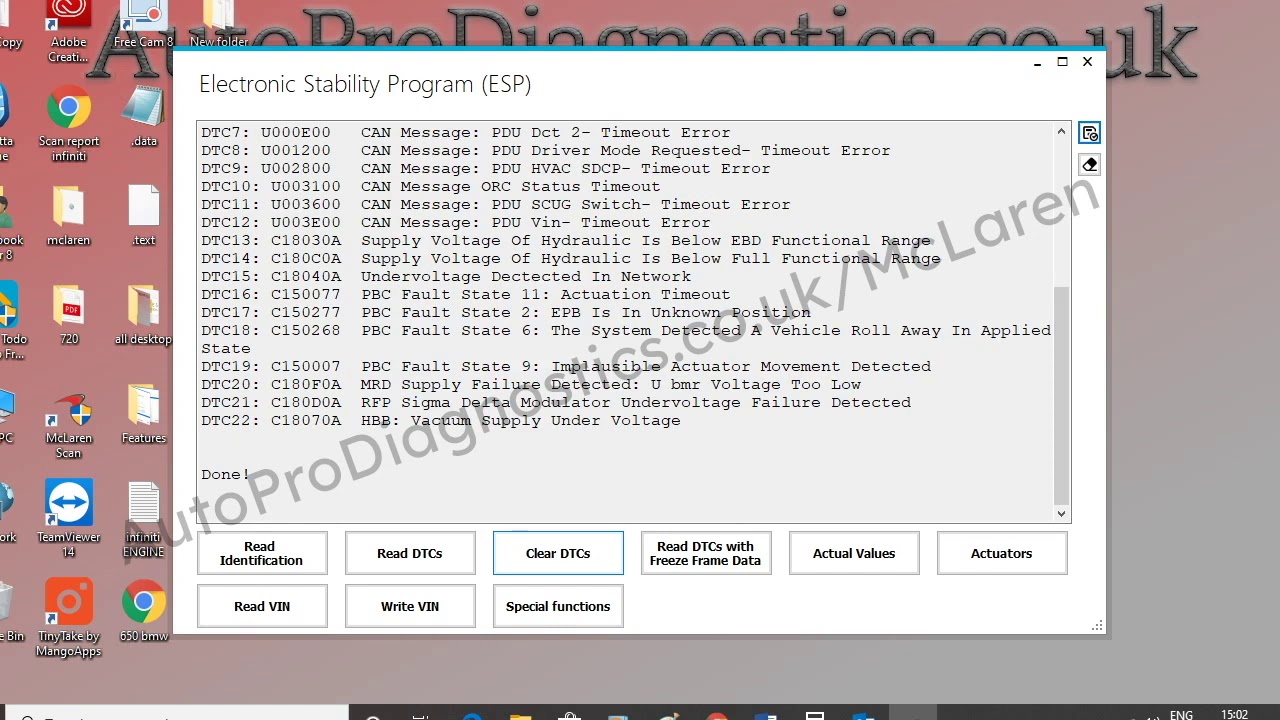 McLaren Diagnostic Tool full demonstration clearing all DTCs on McLaren