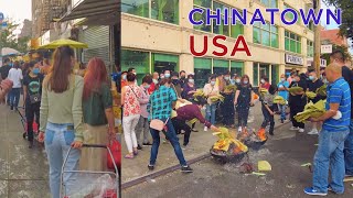 CHINATOWN 4K NYC WALKING TOUR, 8TH AVE PACKED, NEW YORK CITY VLOG!!