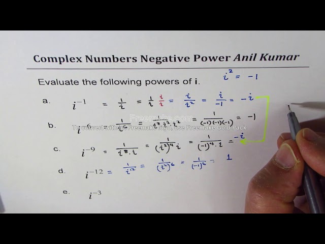 Evaluate Negative Powers of Imaginary Number 