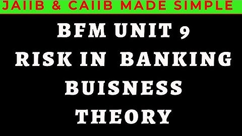 L17 || BFM || UNIT 9 || THEORY || RISK IN BANKING BUSINESS