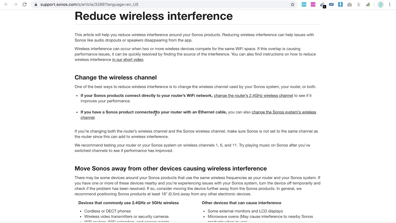 SONOS TO Reduce wireless interference? - YouTube