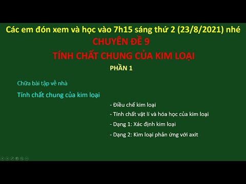 Video Chuyên đề 9: Tính chất chung của kim loại | Ôn thi HSG... - YouTube