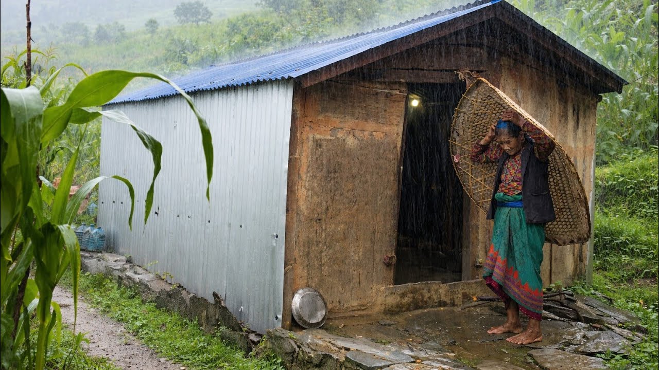 🌧️🌧️simple himalayan village Life during heavy in the rainy day in Nepal .