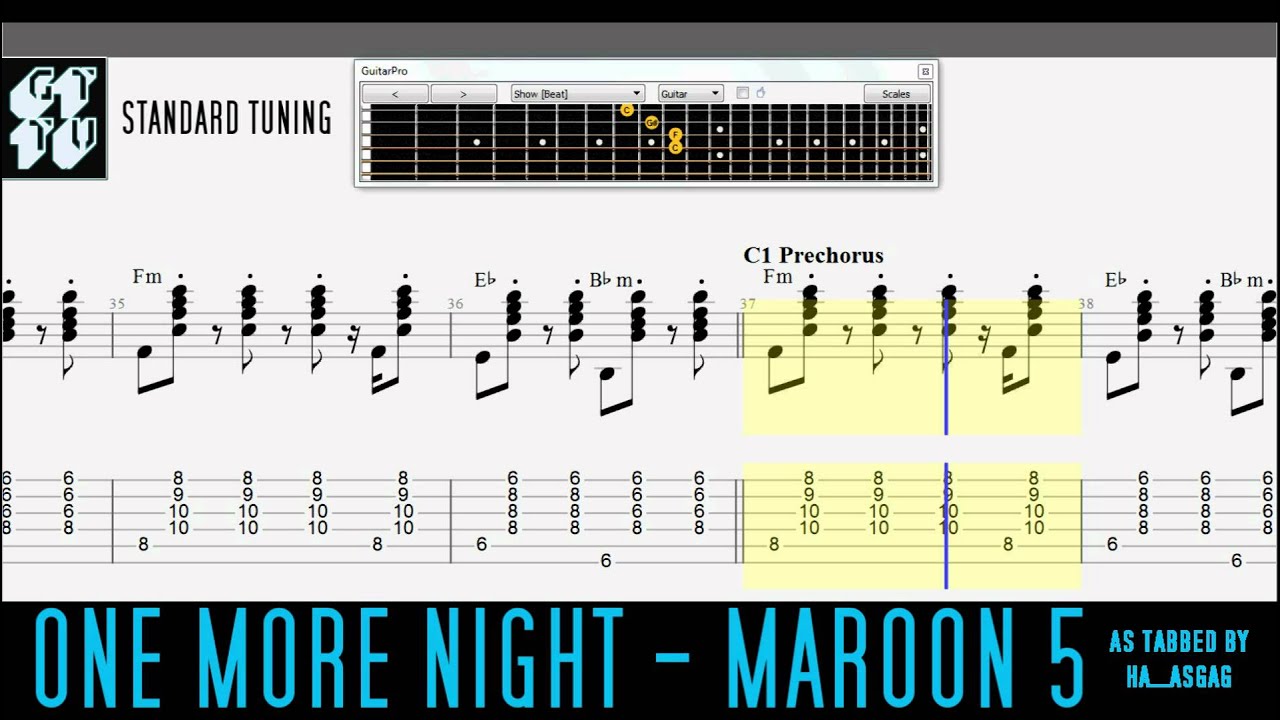 One More Night By Maroon 5 Easy Guitar Pro TAB Video YouTube one-more-night-by-maroon-5-easy-guitar-pro-tab-video-youtube