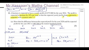 [P2] C12, (IAL), WMA01/01, January 2015,  Q12, Geometric Sequences, Application