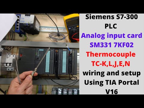 Siemens S7-300 PLC analog input card SM331 7KF02 thermocouple TC K,L,J,E,N wiring and setup. English