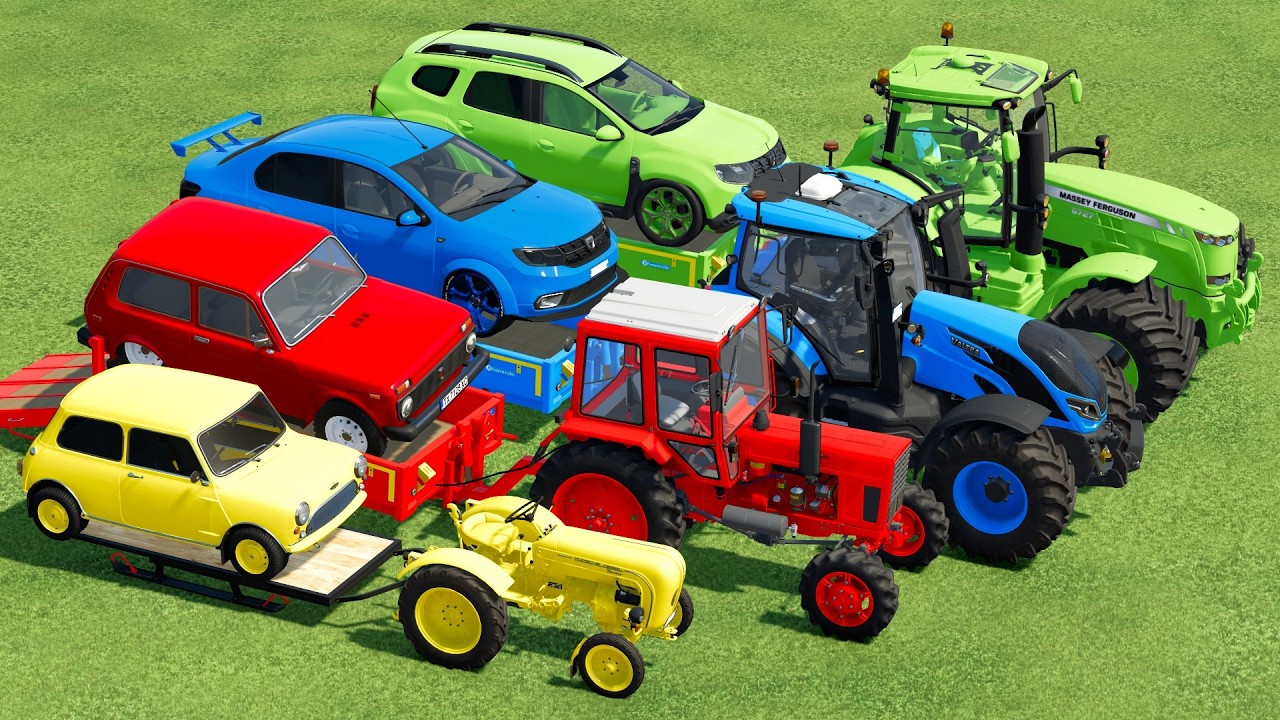 Transport of Colors - Cars Transport with Mini Tractors with Giant Tractors Farming Simulator 22#