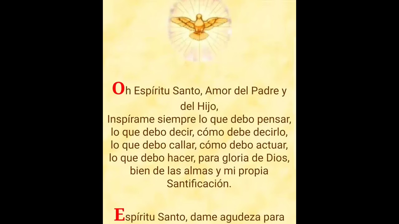 Oh Espíritu Santo Amor del Padre y del Hijo - YouTube