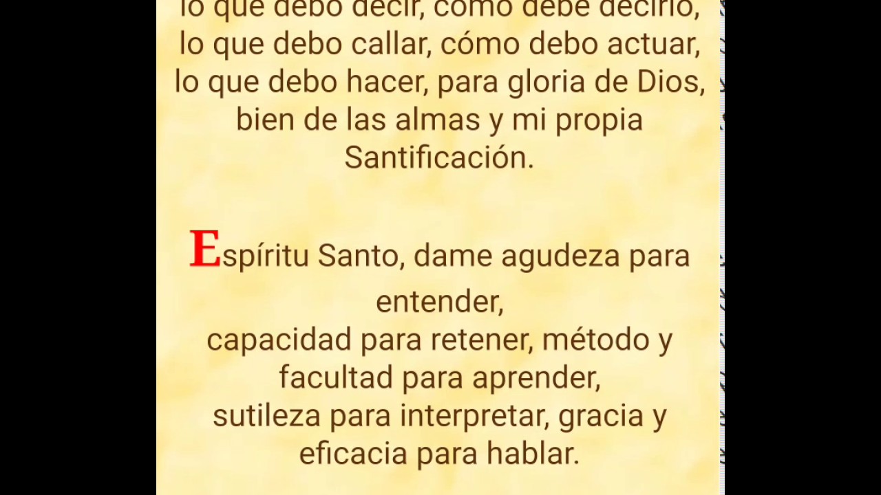 Oh Espíritu Santo Amor del Padre y del Hijo - YouTube