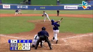 20140424-1 甲組春季聯賽 國訓藍VS台灣電力 7上 一棒逆轉! 蘇緯達中間方向安打,幫助球隊超前比分