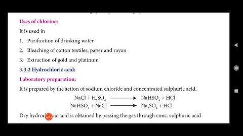 XIIth 12th Chemistry, p-Block elements, Hydrochloric acid