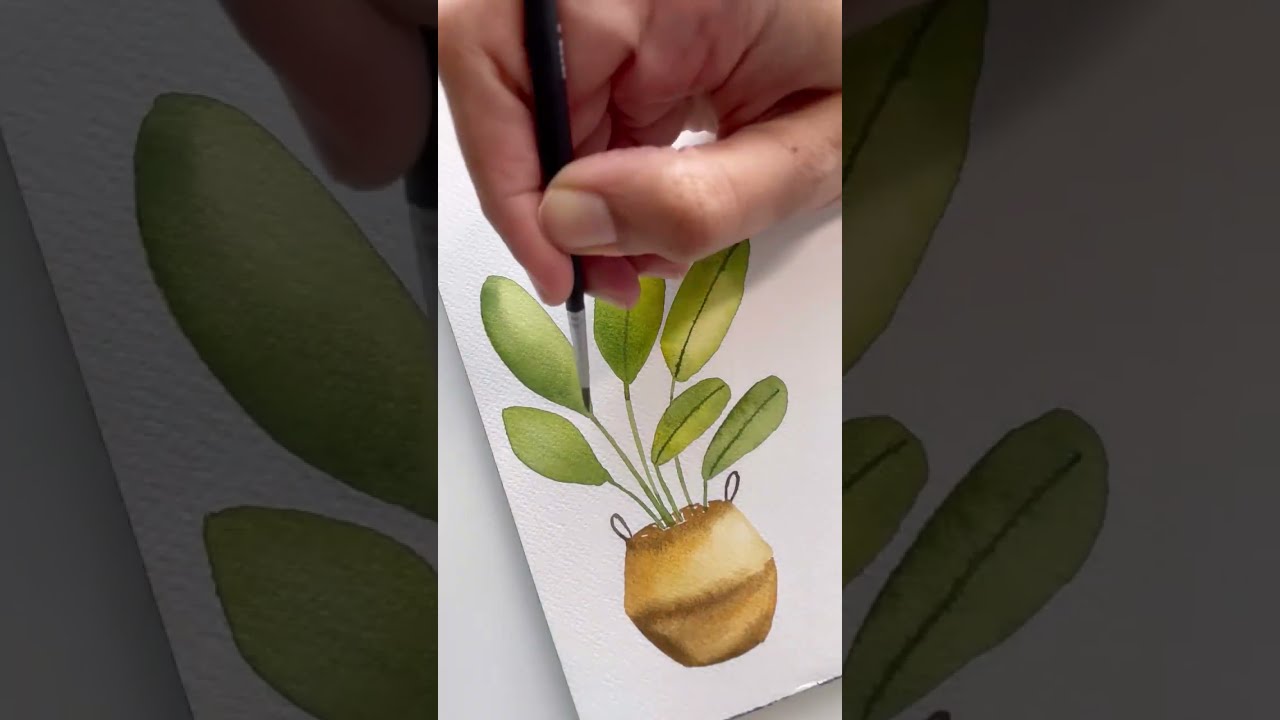 Watercolors for beginners | Watercolor potted plants