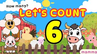 Let’s Count to SIX! 🐥🐷🐴 Farm Animal Fun for Preschoolers | Learn 6 with Spelling & Sounds
