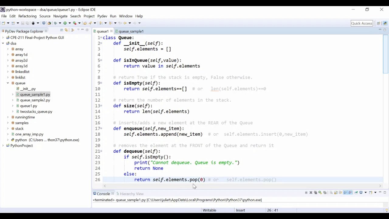 CPE211 Lecture 23 - Queue Python Implementation - YouTube