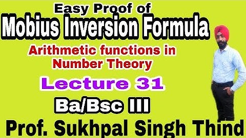 Number Theory Bsc 3rd year//Proof of Mobius Inversion Formula//Mobius Inversion Formula proof//L-31