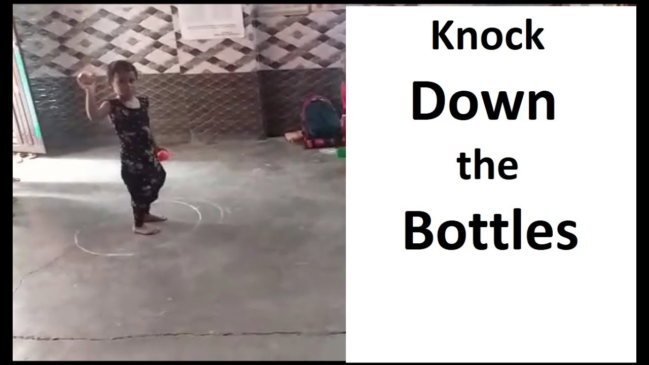 Knock Down The Bottle Preschool Ball Game YouTube