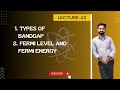 L13: Types of bandgap, Fermi level, Fermi energy.